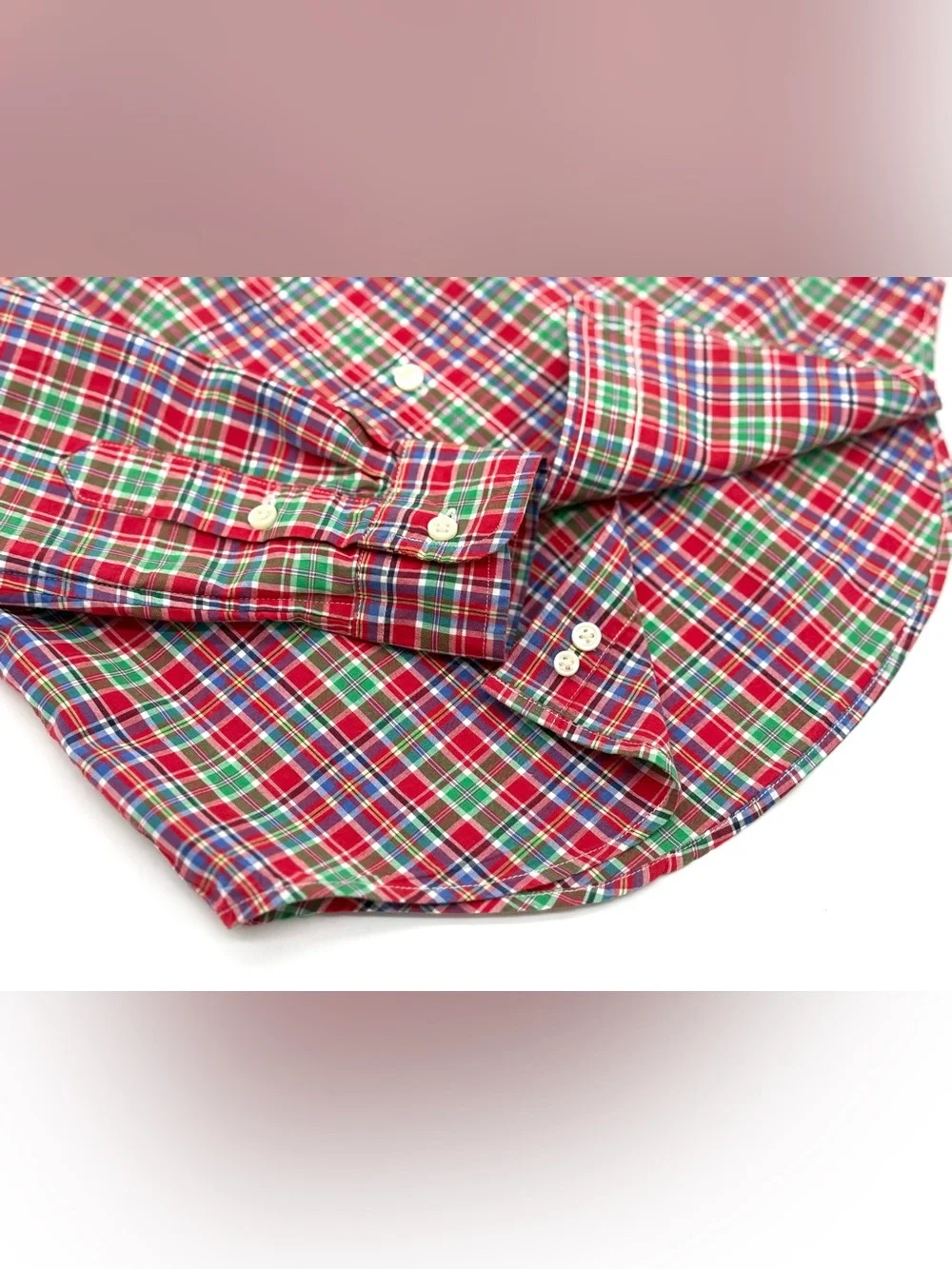 EUC Ralph Lauren Holiday / Christmas Plaid Button Down Shirt In Red & Green 4/4T